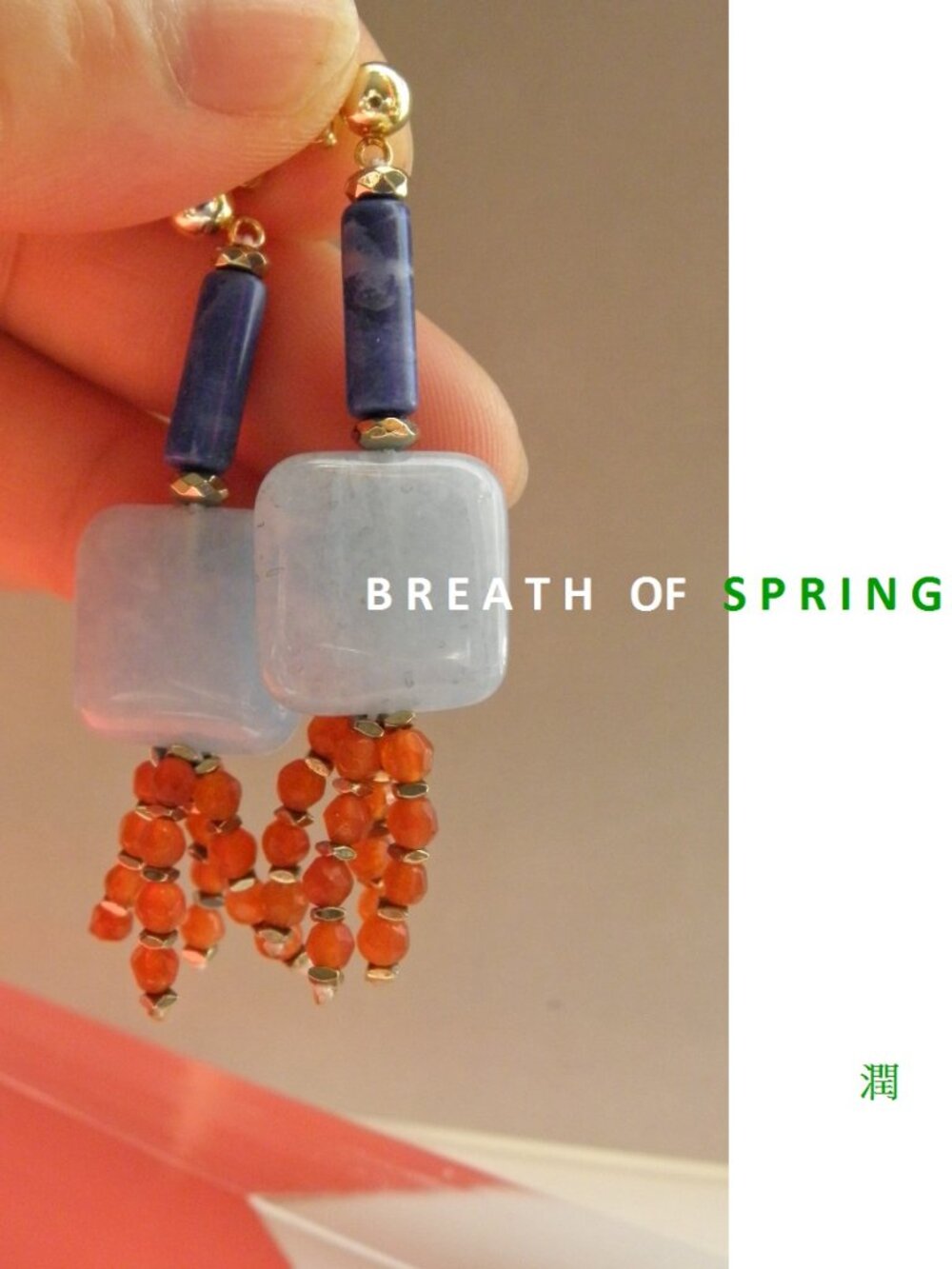 New women's  original design handmade agate stone tassel earring